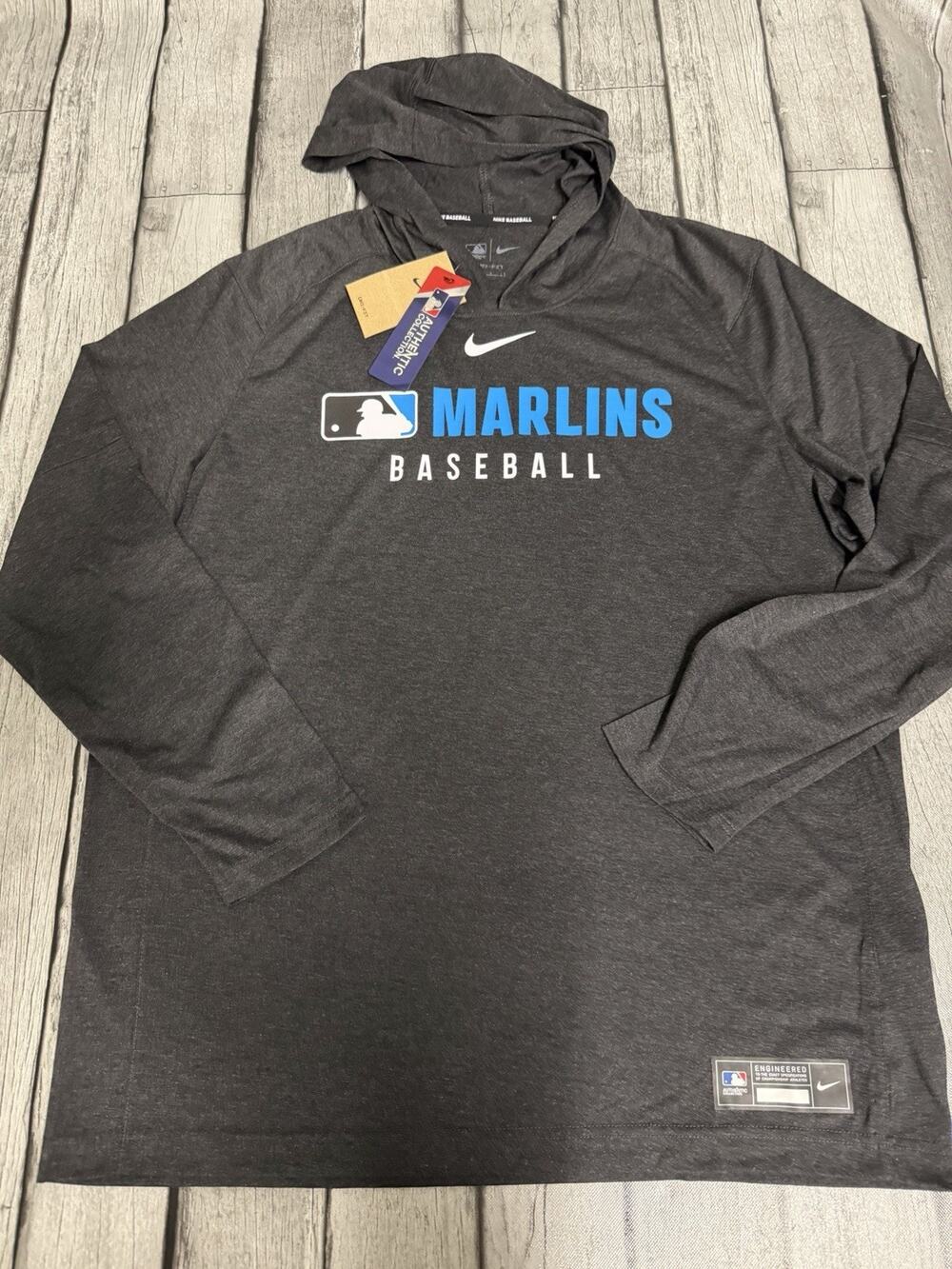 NWT Men’s Nike Miami Marlins Authentic Collect Lightweight Dri Fit Hoodie Large